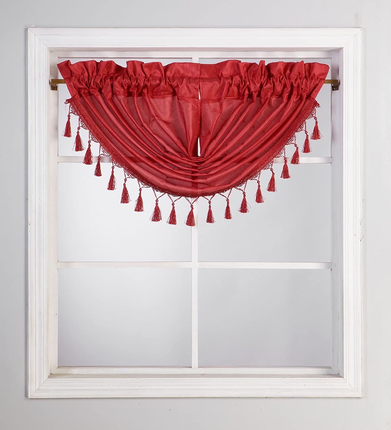 Silk Semi Sheer Waterfall Valance Swag Window Curtain | Anna's Linens