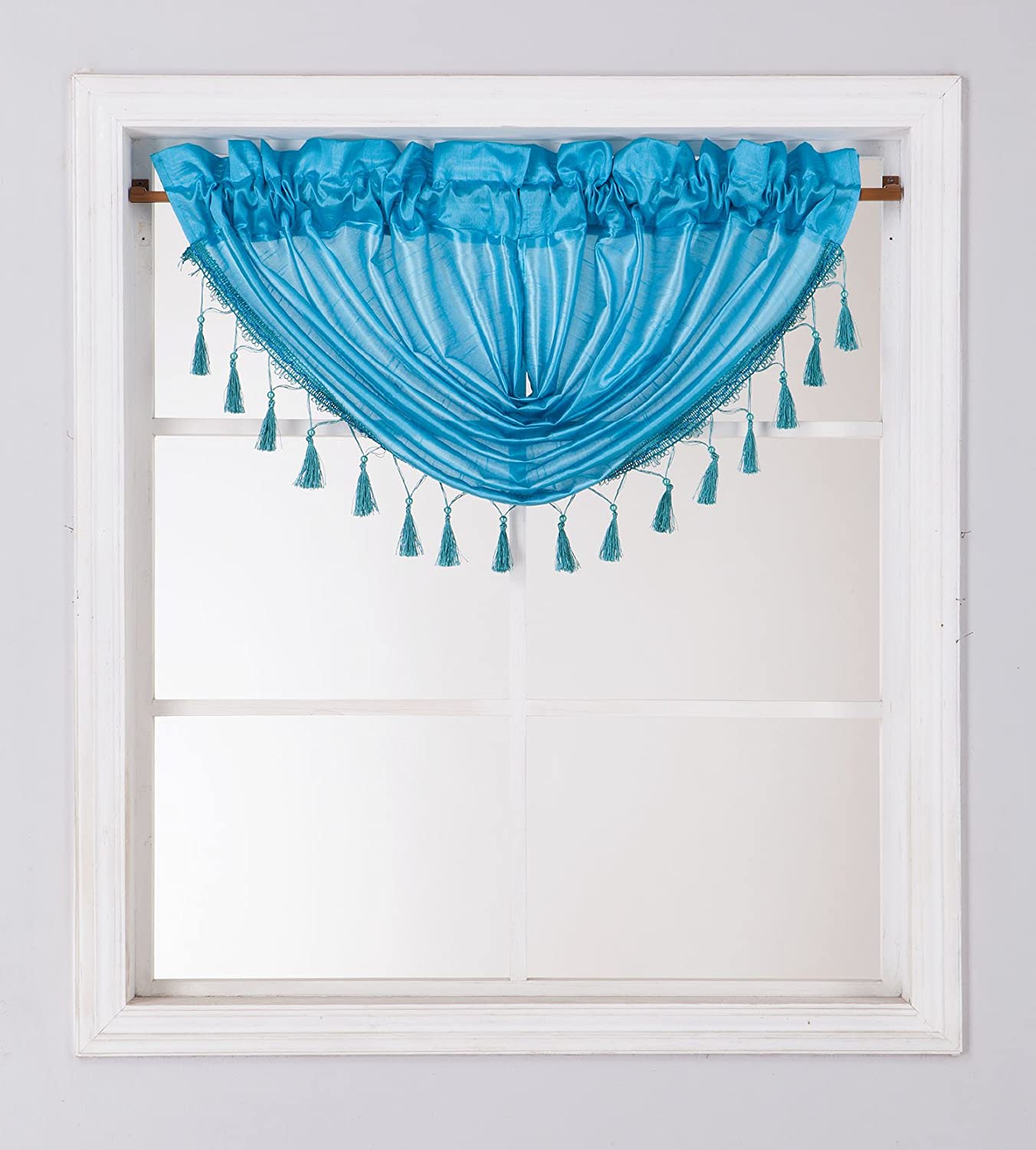 Silk Semi Sheer Waterfall Valance Swag Window Curtain | Anna's Linens