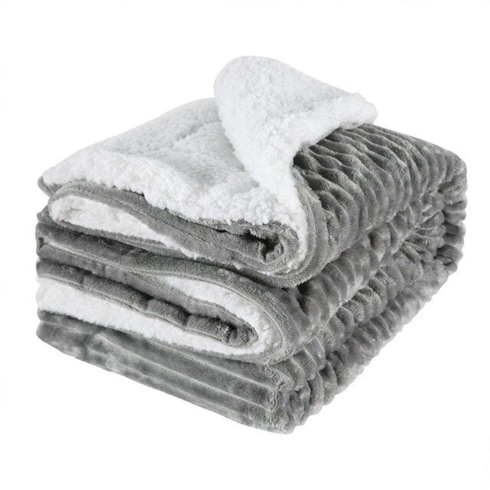 Striped Light Flannel Thick Velvet Cashmere Double Blanket Bed Cover