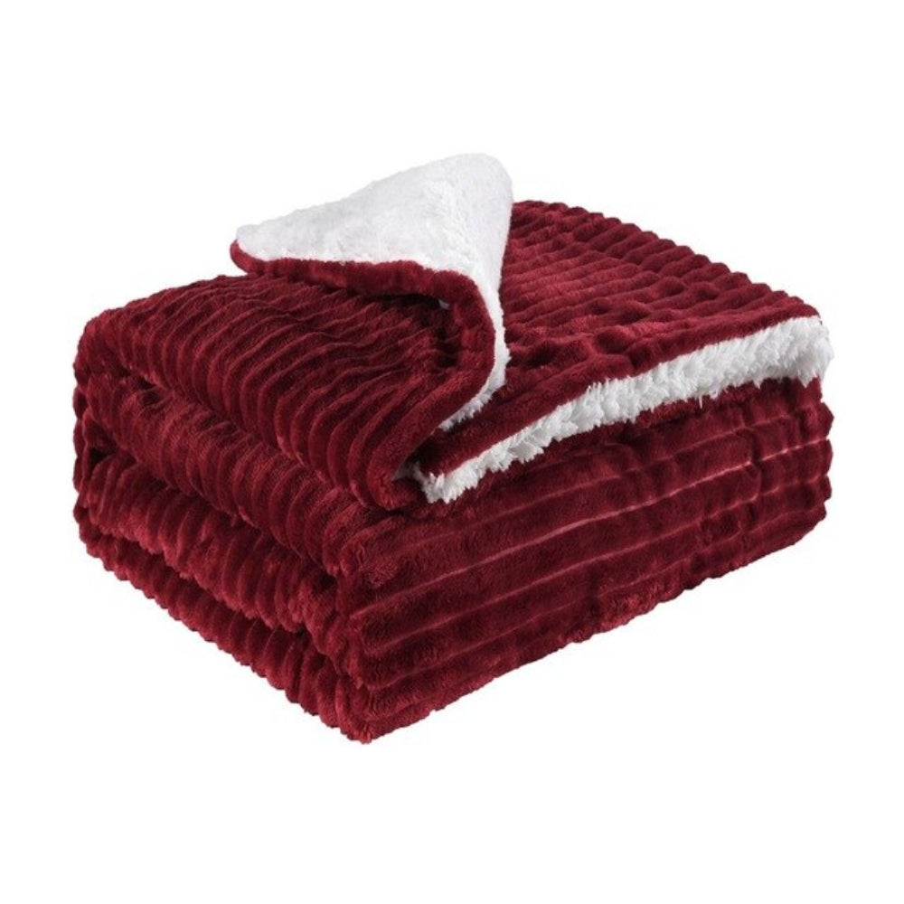 Striped Light Flannel Thick Velvet Cashmere Double Blanket Bed Cover