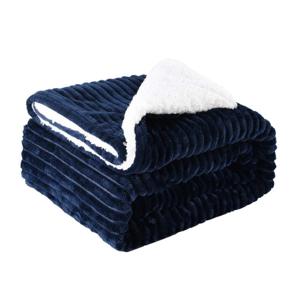 Striped Light Flannel Thick Velvet Cashmere Double Blanket Bed Cover