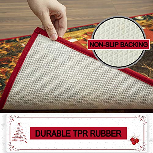 Christmas Runner Rug Santa Welcome Front Door Mat Indoor Outdoor Non Slip Doormat Xmas Holiday Decor Carpet for Living Room Bedroom Bath Kitchen Entrance - Anna's Linens Store
