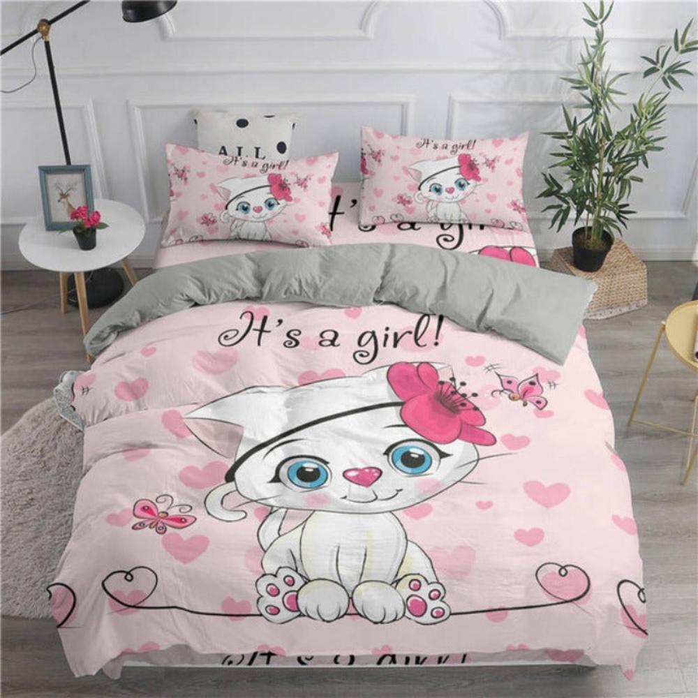 Cartoon Duvet Cover Set Cute Cats Printed 3D - Anna's Linens