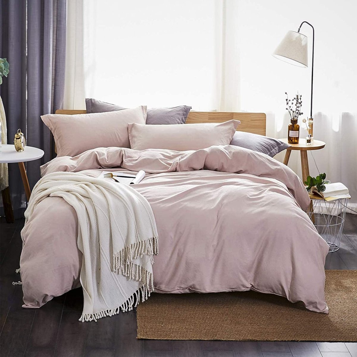 Dreaming Duvet Cover 3 pcs Set Washed Soft Breathable Zipper Closure Corner Ties - Anna's Linens