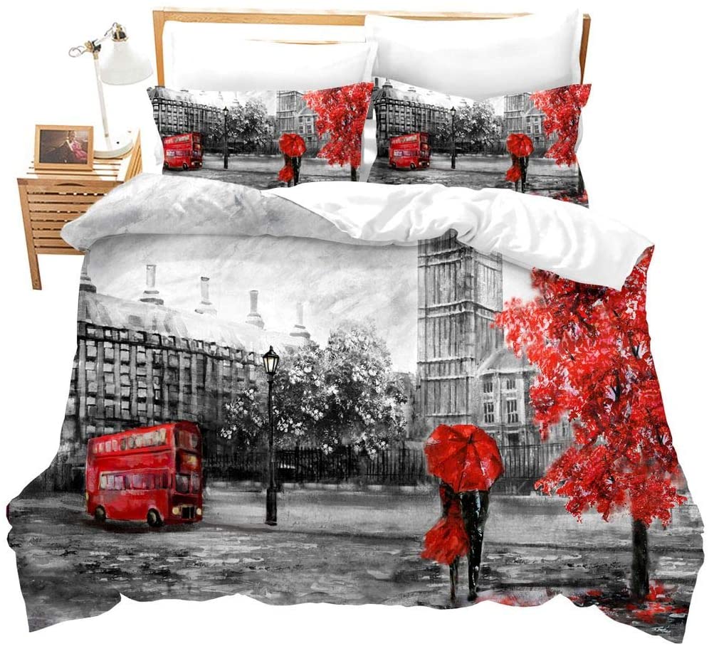 Duvet Cover Set Soft London Themed Comforter Cover Set 3 Pieces - Anna's Linens