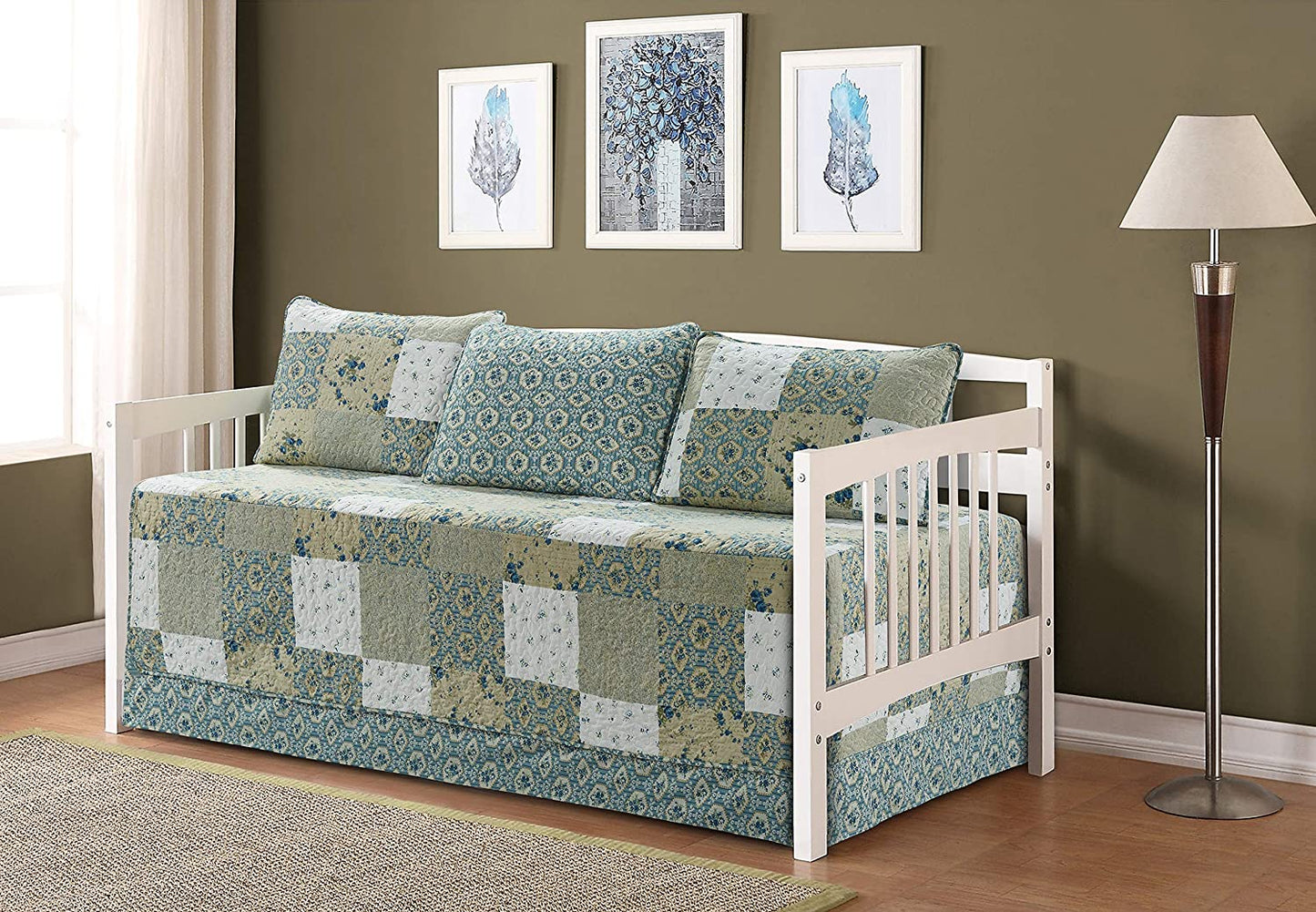 Beige Blue Floral