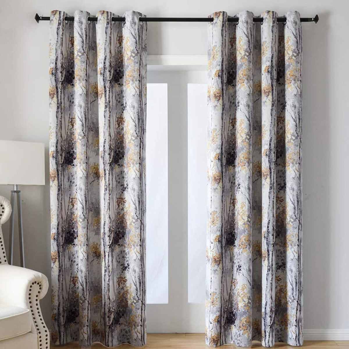 Floral Design Window Drapes Grommet Room Darkening Blackout Curtains - Anna's Linens