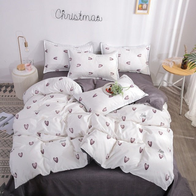 Flower Duvet Cover Bedding Set Peach Daisy Pastoral style Flat Bed Sheet - Anna's Linens