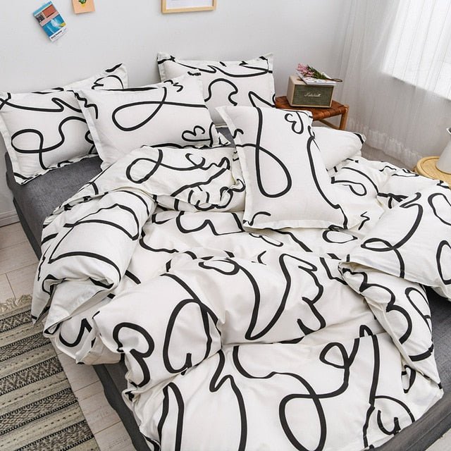Flower Duvet Cover Bedding Set Peach Daisy Pastoral style Flat Bed Sheet - Anna's Linens