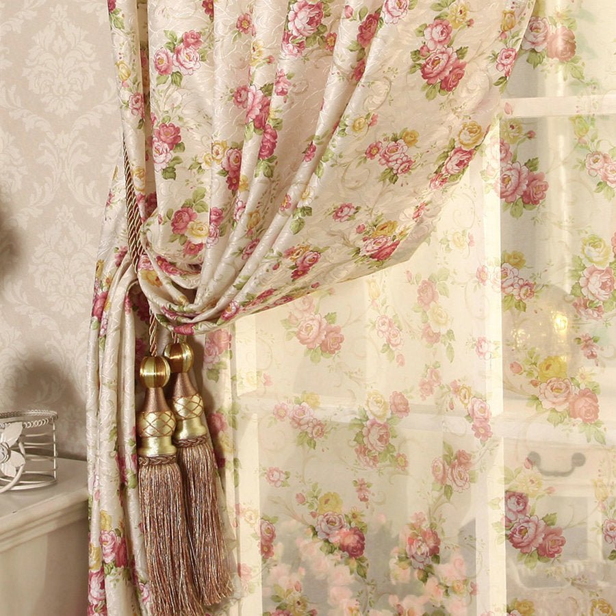 Flower Garden Embroidery Cashmere Bedroom Living Room Curtain - Anna's Linens