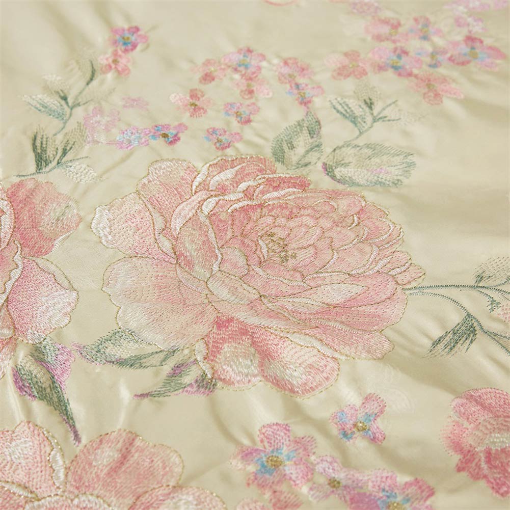 Flowers Light Yellow Silk Cotton Blend Jacquard Duvet Cover Set Pillow Shams - Anna's Linens