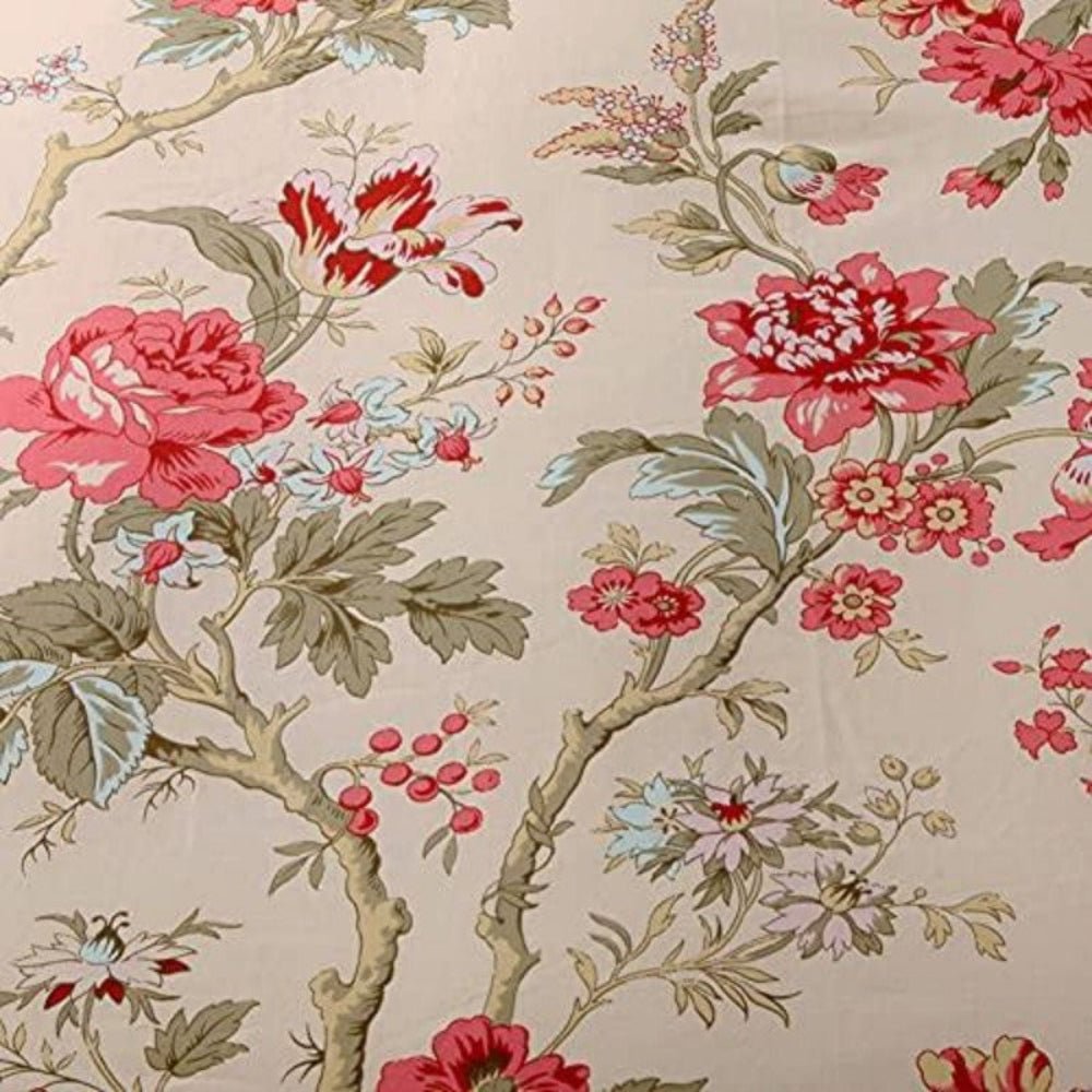 Garden Style 3 Pcs Red Flower Leaf Cotton Reversible Duvet Cover Set Comforter Cover Set - Anna's Linens