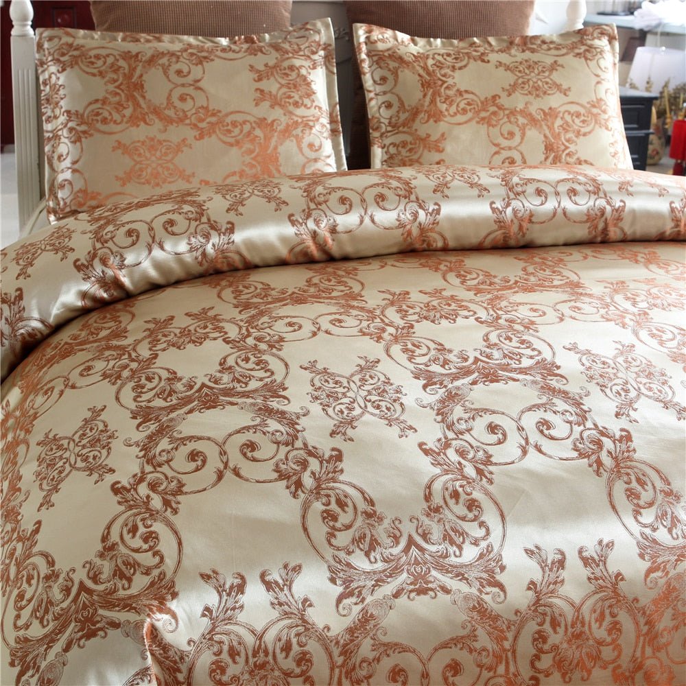 Jacquard Satin Duvet Cover Bedding Set - Anna's Linens