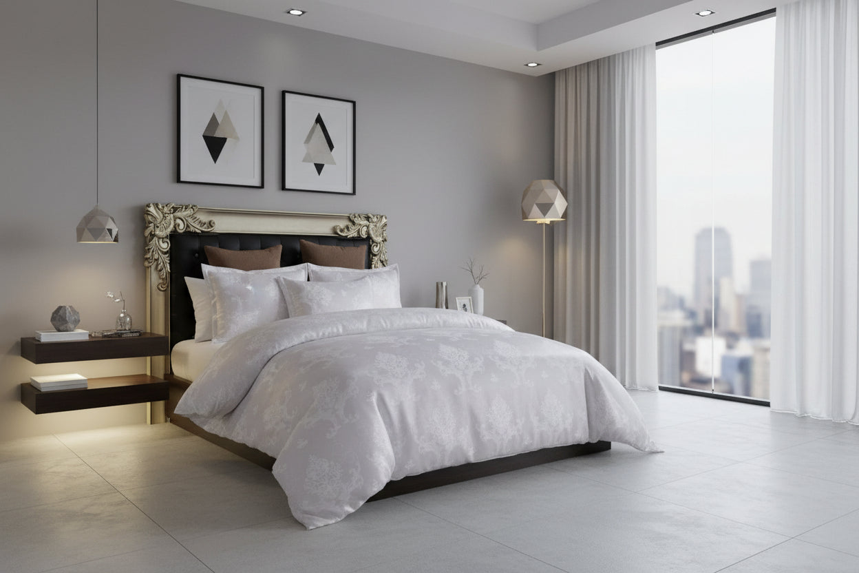 Jacquard Satin Duvet Cover Bedding Set - Anna's Linens