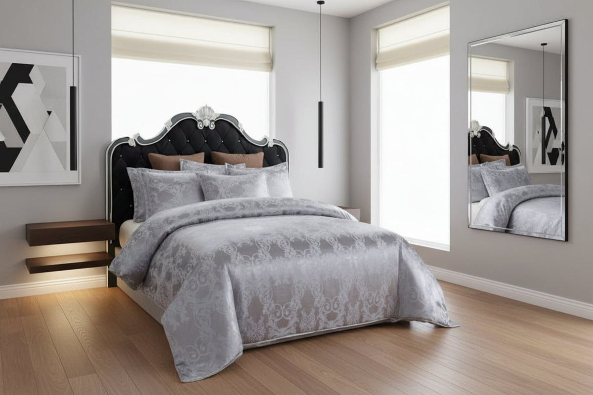 Jacquard Satin Duvet Cover Bedding Set - Anna's Linens