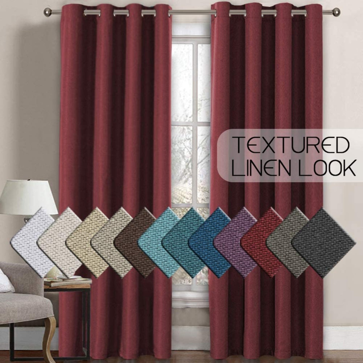 Linen Room Darkening Light Blocking Thermal Insulated Heavy Weight Textured Rich Curtain Panel - Anna's Linens