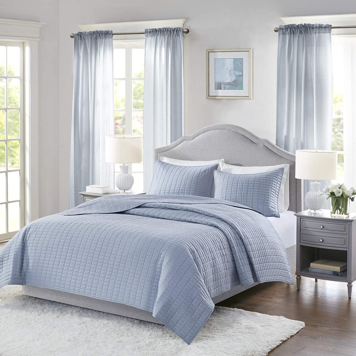 Luxury Double Sided Stitching Design All Season Lightweight Coverlet Bedding 3 Pcs set - Anna's Linens