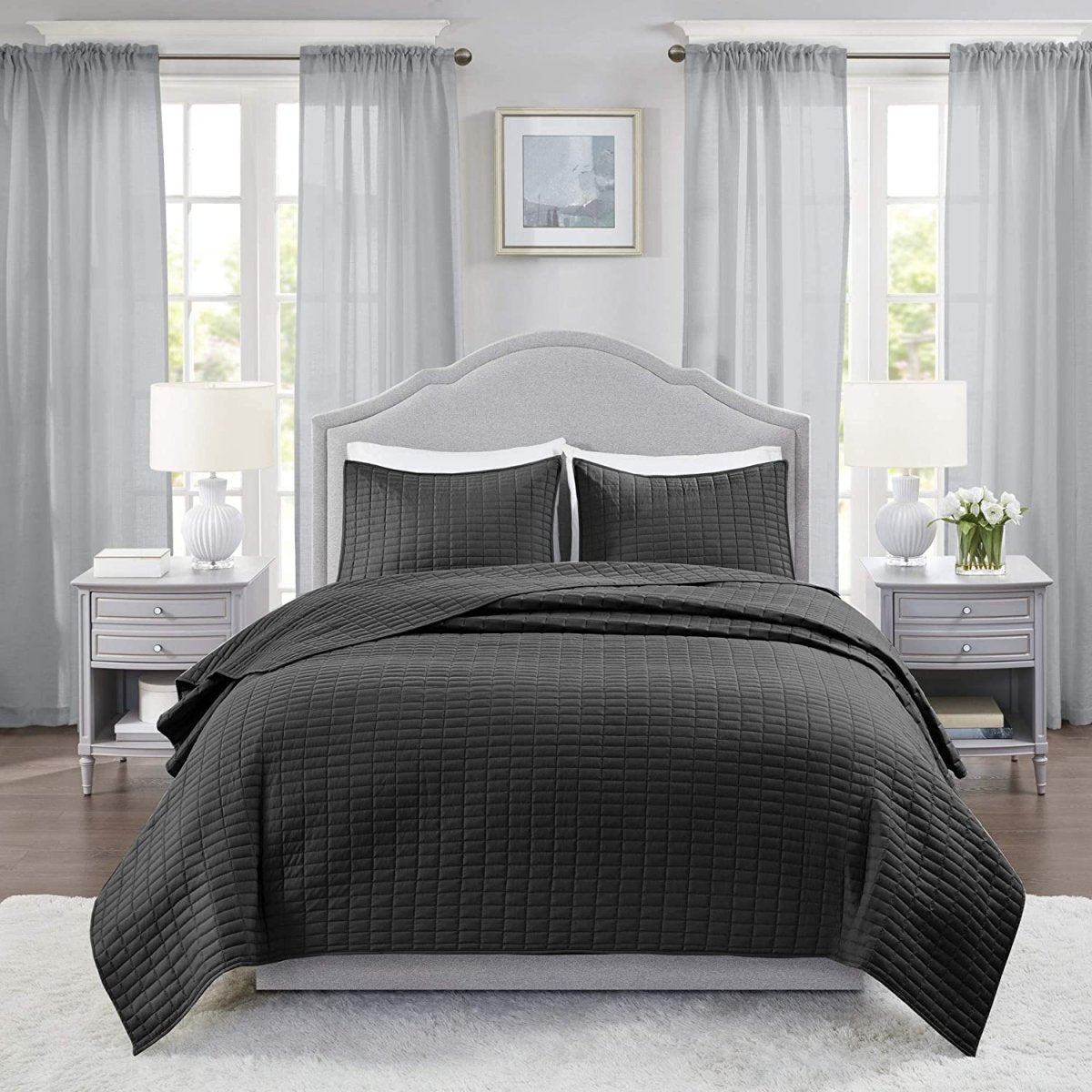 Luxury Double Sided Stitching Design All Season Lightweight Coverlet Bedding 3 Pcs set - Anna's Linens