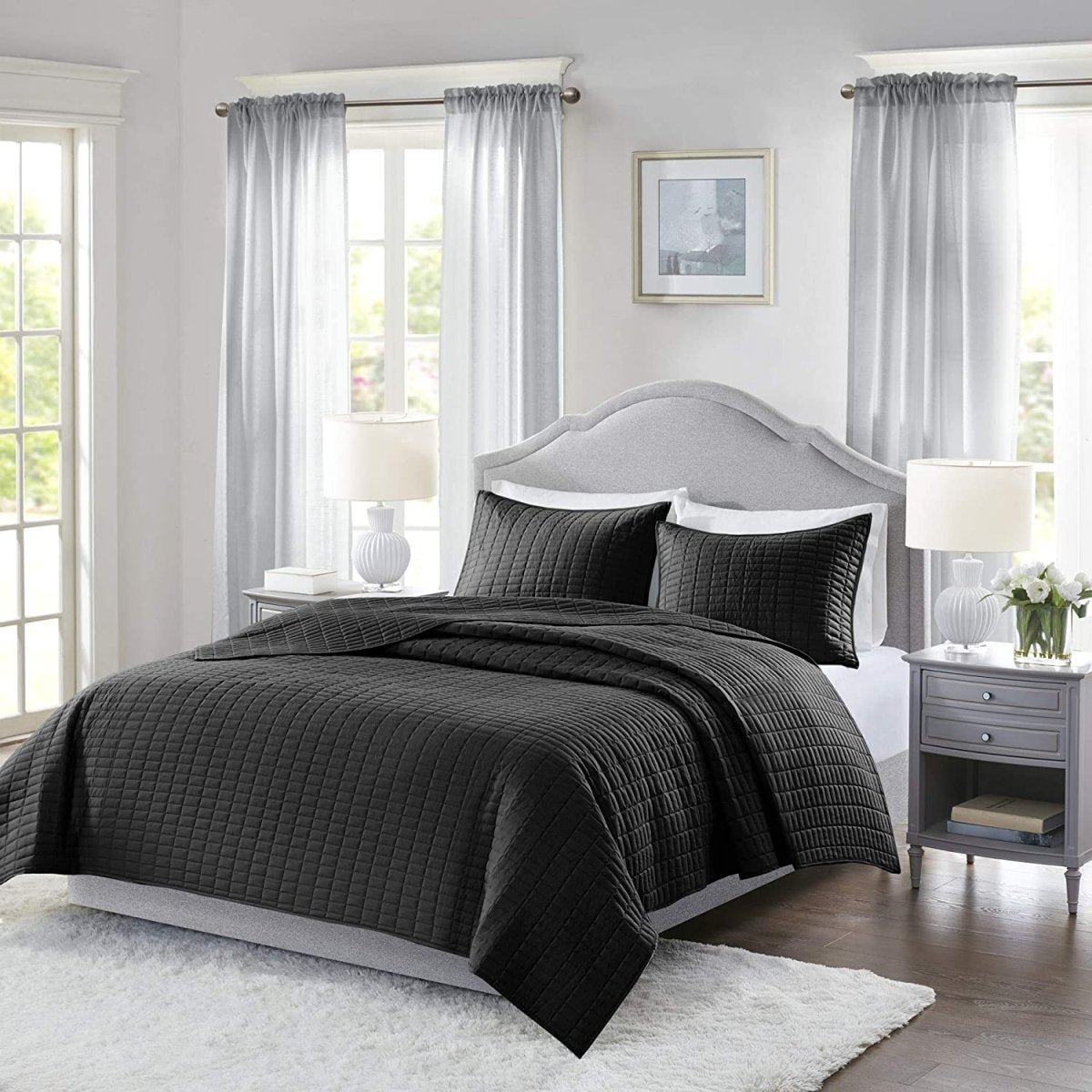 Luxury Double Sided Stitching Design All Season Lightweight Coverlet Bedding 3 Pcs set - Anna's Linens