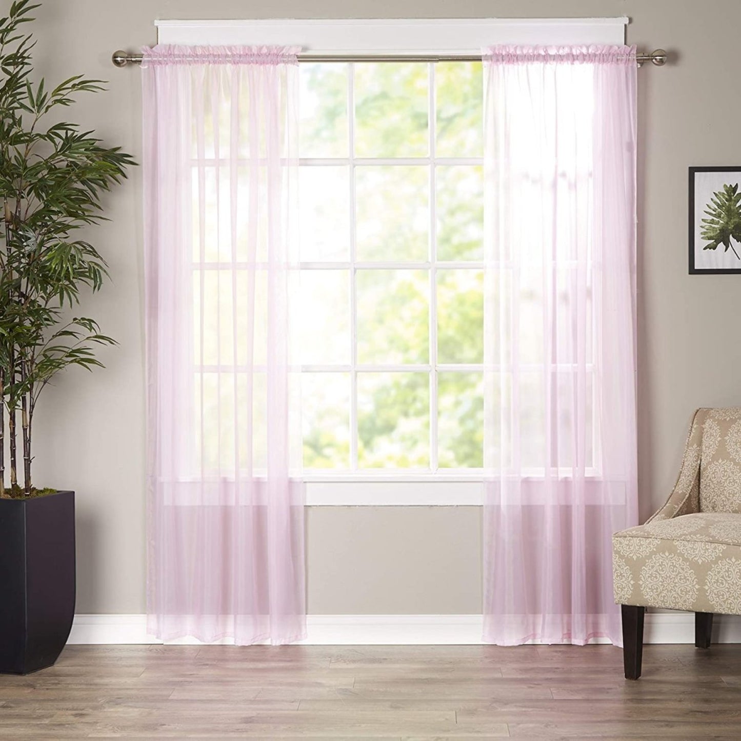 Luxury Sheer Curtains Window Treatment Panels with Rod Pocket for Kitchen Bedroom and Living Room Set of 2 - Anna's Linens