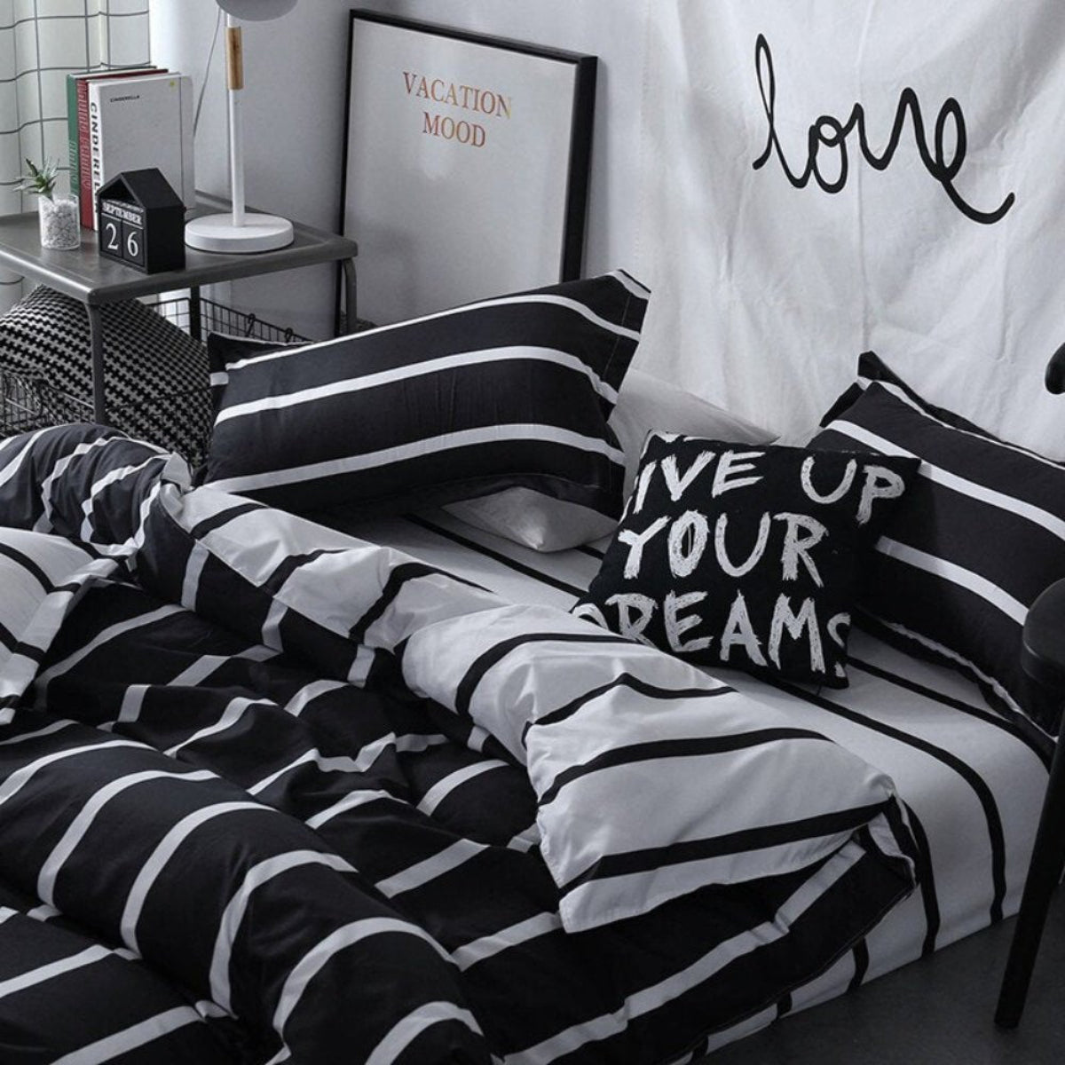 Monochromatic Stripes Duvet Cover Bedding Set - Anna's Linens