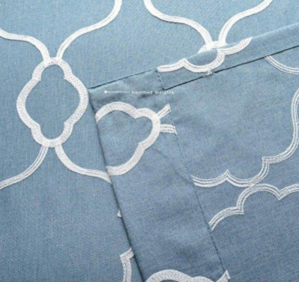 Moroccan Embroidered Semi Sheer Curtains Linen Grommet Curtain Set 52 x 95 In - Anna's Linens