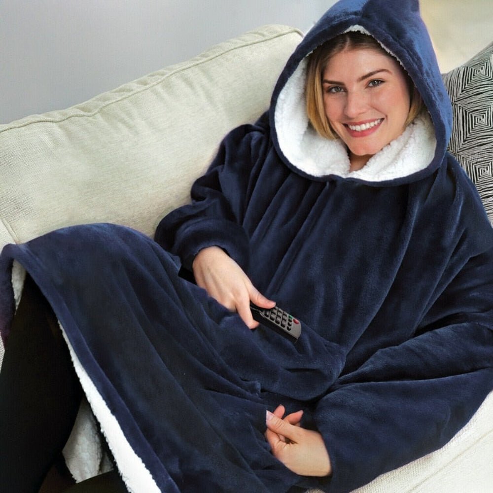 Outdoor Hooded Pocket Blanket Warm Soft Fleece With Sleeves - Anna's Linens