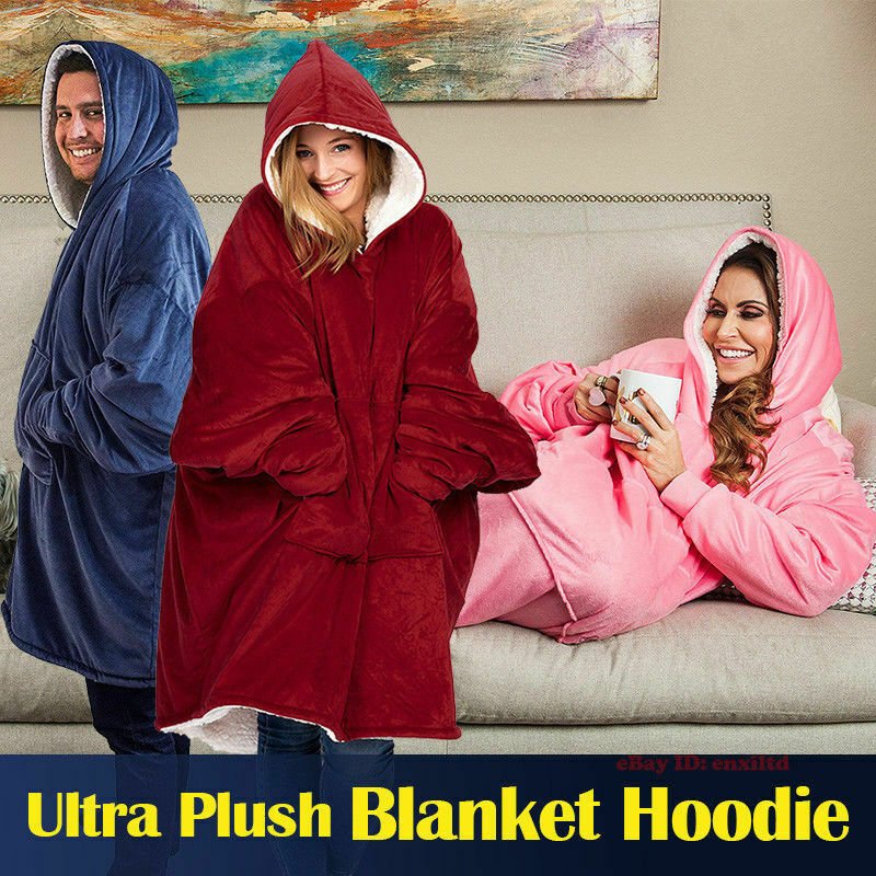 Outdoor Hooded Pocket Blanket Warm Soft Fleece With Sleeves - Anna's Linens