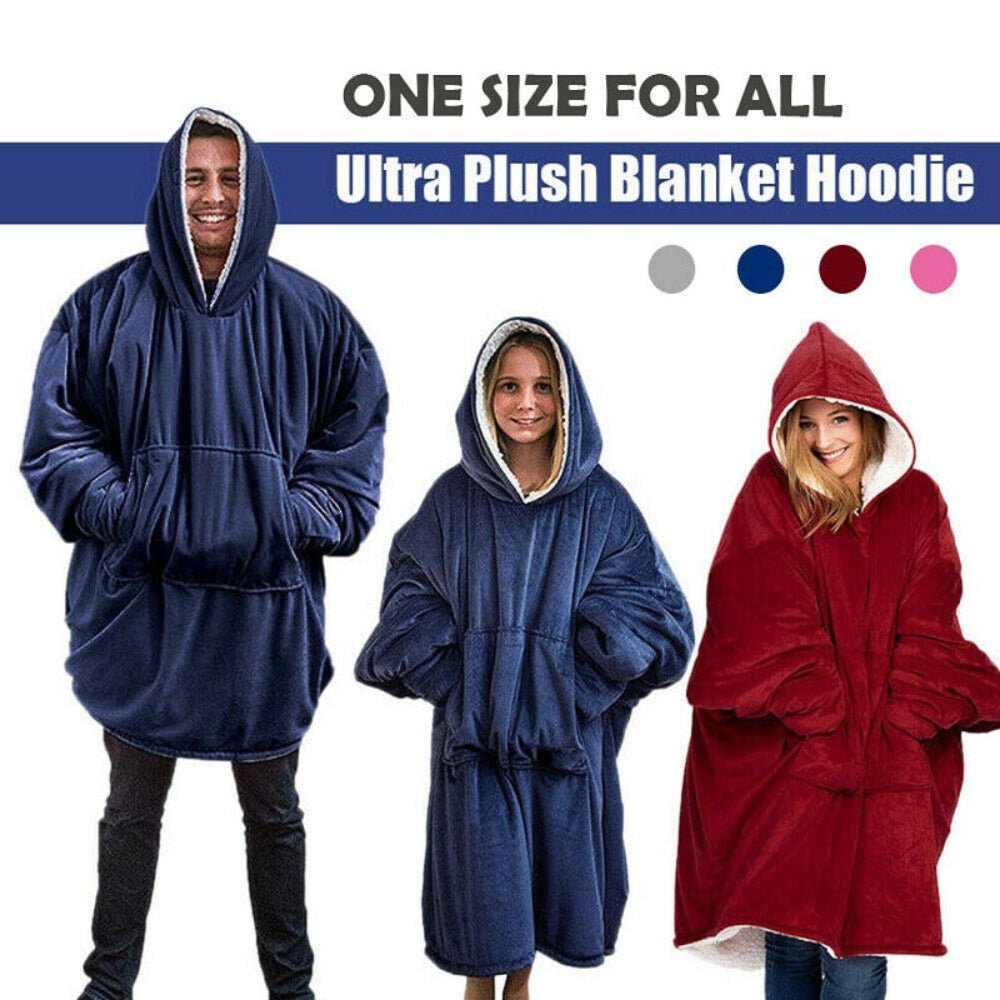 Outdoor Hooded Pocket Blanket Warm Soft Fleece With Sleeves - Anna's Linens