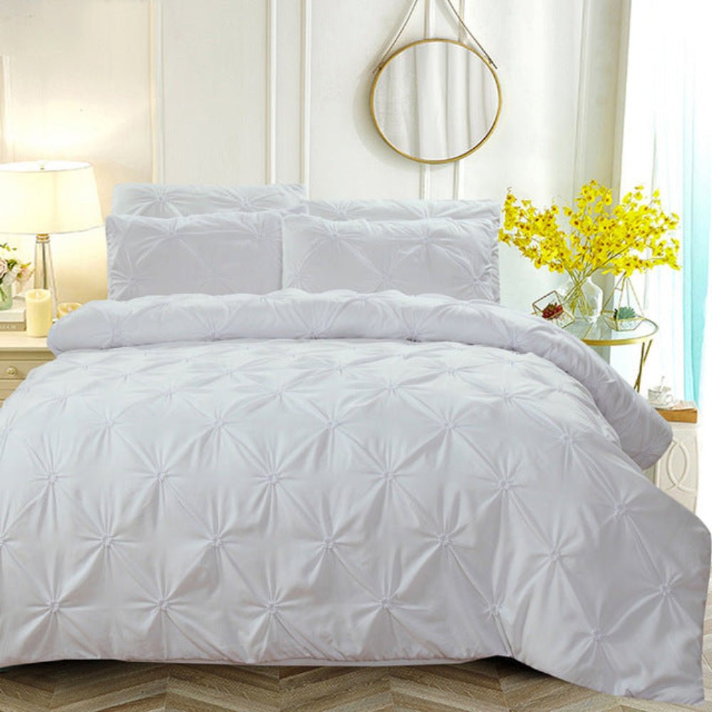 Pinch Pleat Luxury Silk 3 pcs Duvet Cover Set - Anna's Linens