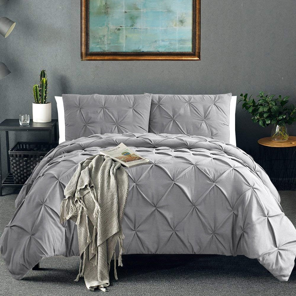 Pinch Pleat Luxury Silk 3 pcs Duvet Cover Set - Anna's Linens