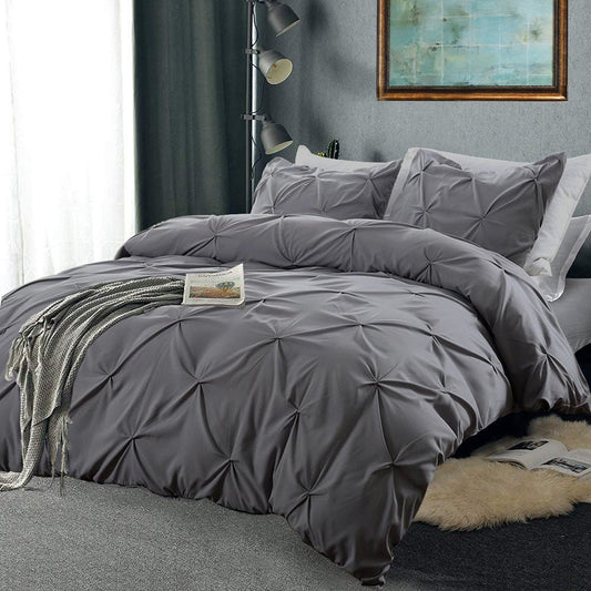 Pinch Pleat Luxury Silk 3 pcs Duvet Cover Set - Anna's Linens