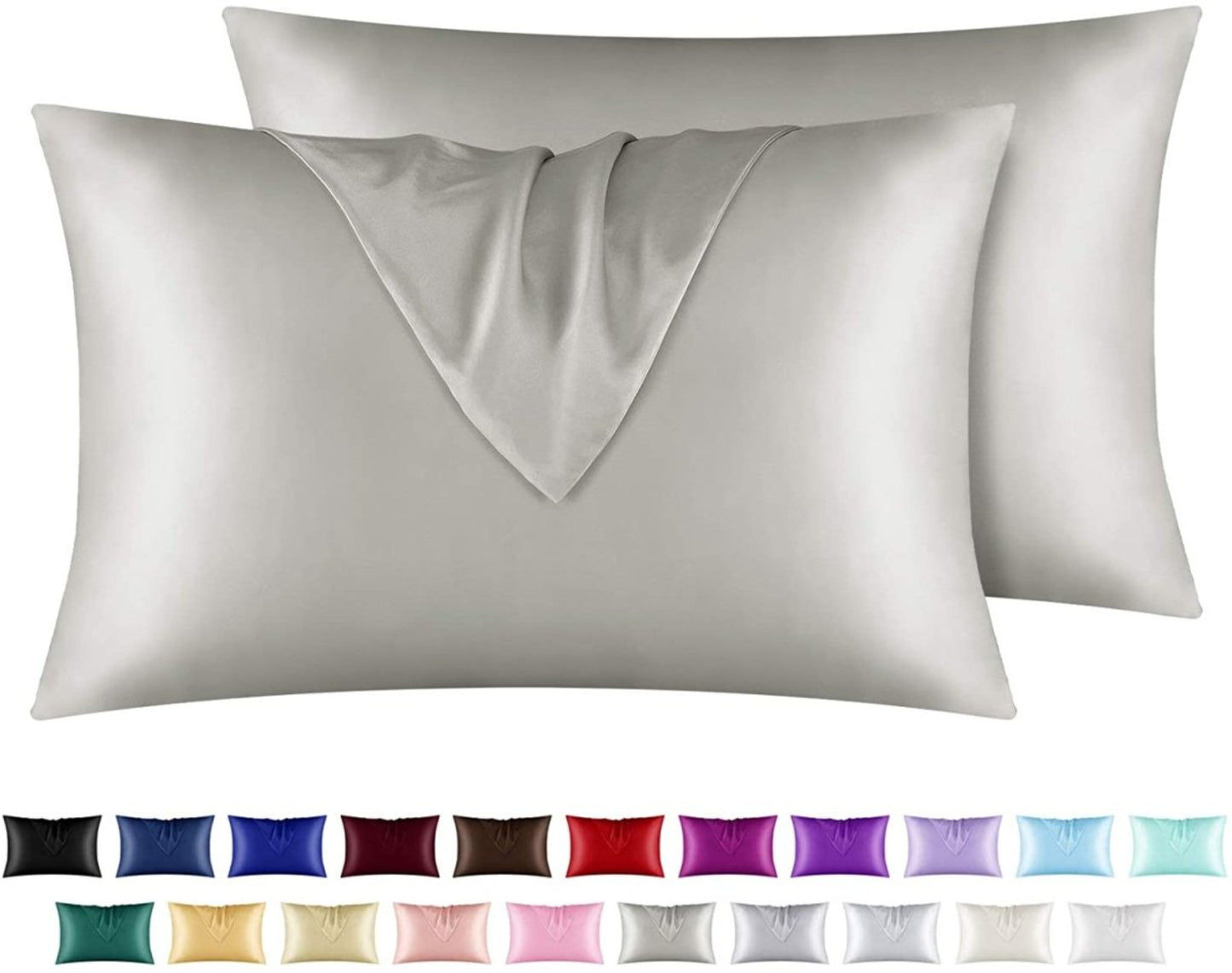 Satin Pillowcase for Hair and Skin, 2 pcs Silky Pillowcases with Envelop Closure - Anna's Linens