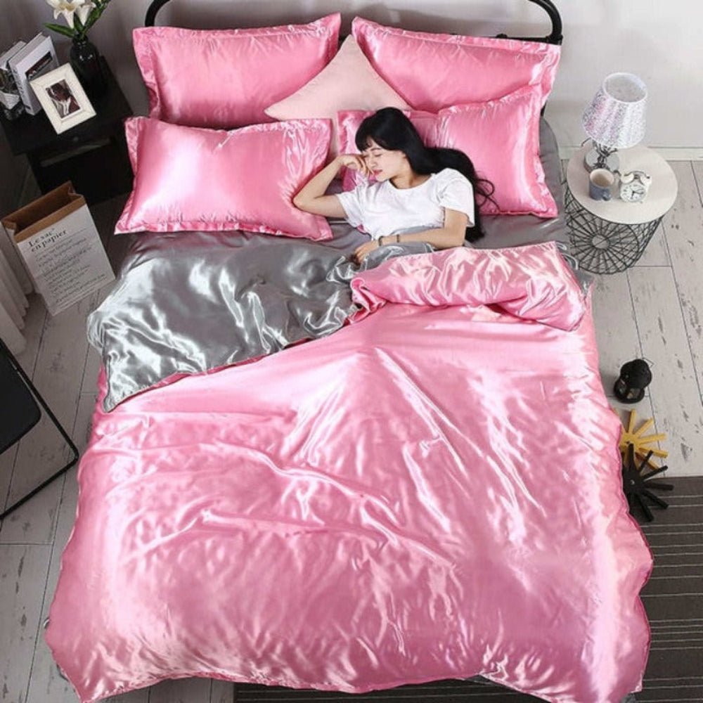 Satin Silk 3 pcs Duvet Cover Set - Anna's Linens