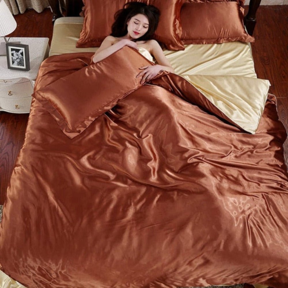 Satin Silk 3 pcs Duvet Cover Set - Anna's Linens