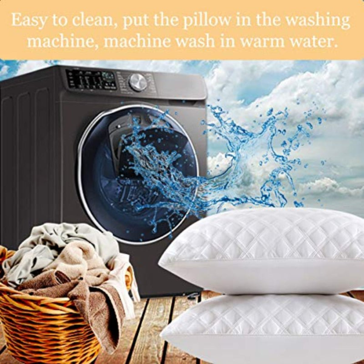 Set - 2 Premium Soft Down Alternative Pillow for Side and Back Sleeper Hypoallergenic - Anna's Linens