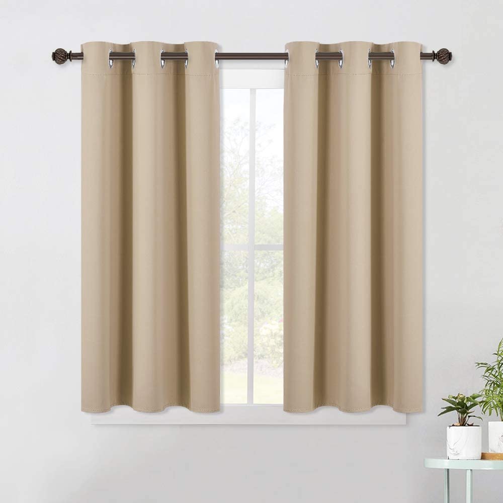 Set of 2 Blackout Window Curtains Kitchen Window Treatment Thermal Insulated Grommet Blackout Drapery Panels - Anna's Linens
