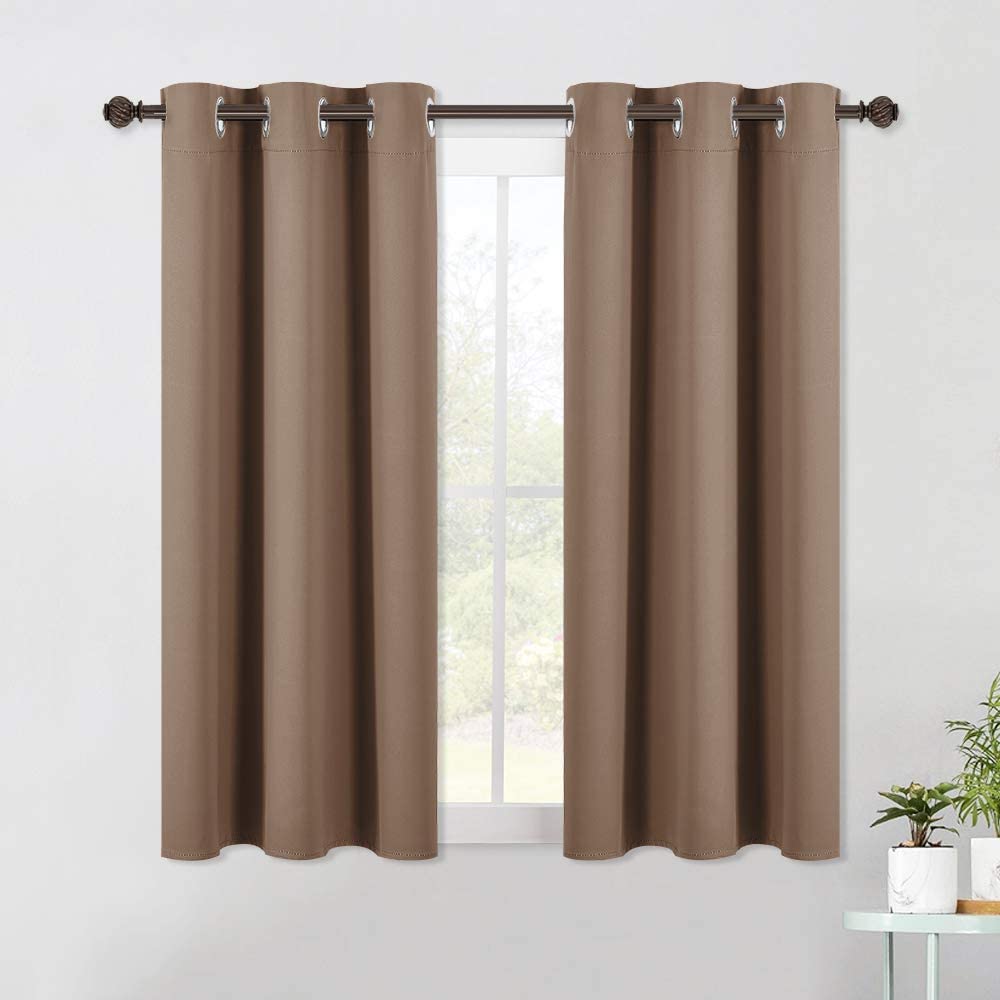 Set of 2 Blackout Window Curtains Kitchen Window Treatment Thermal Insulated Grommet Blackout Drapery Panels - Anna's Linens