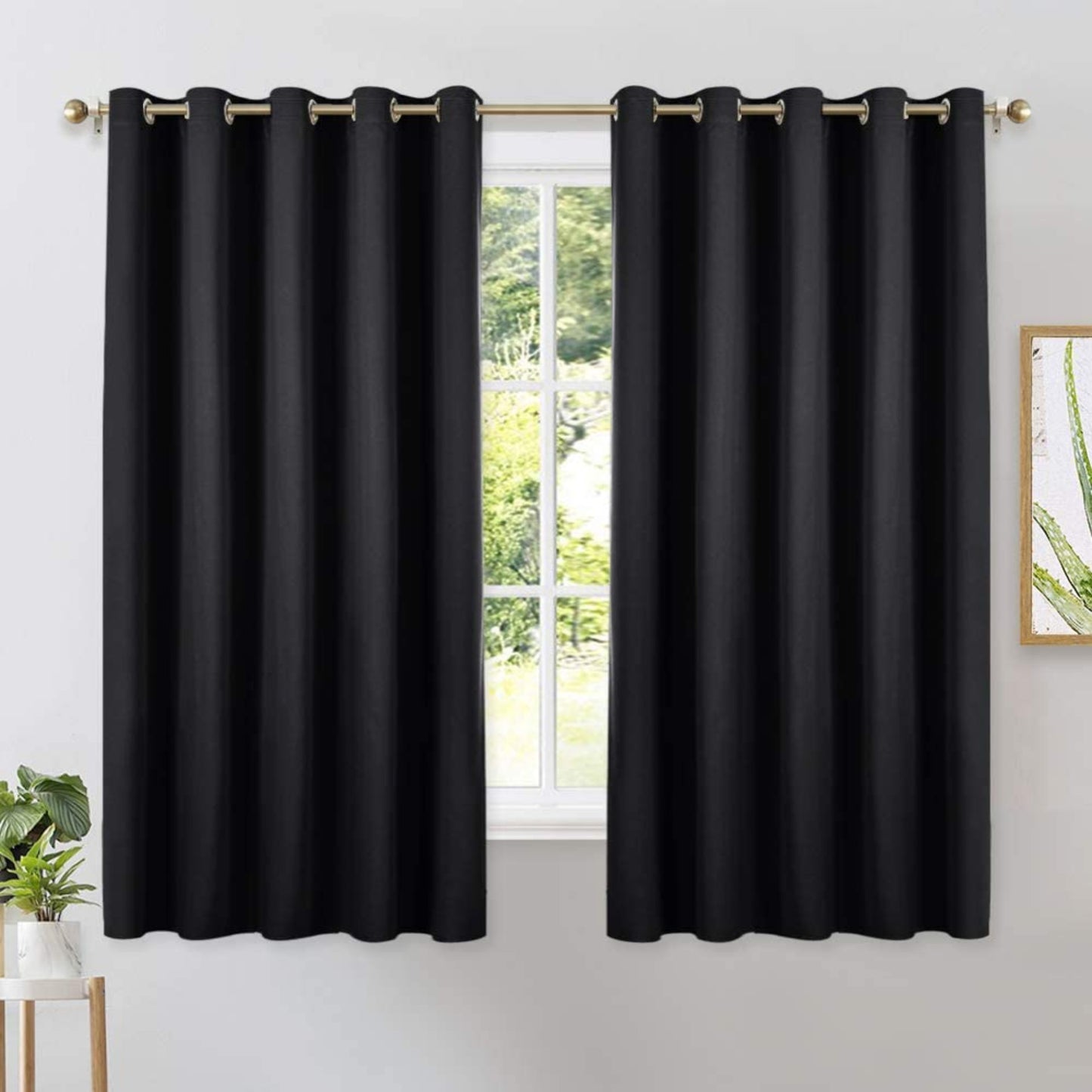 Set of 2 Blackout Window Curtains Kitchen Window Treatment Thermal Insulated Grommet Blackout Drapery Panels - Anna's Linens