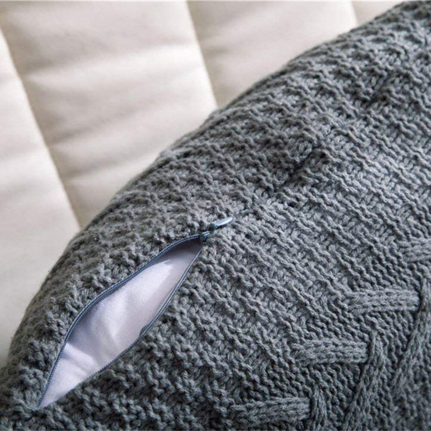 Set of 2. V shaped Wool Knit Pillowcase Cushion Cover - Anna's Linens