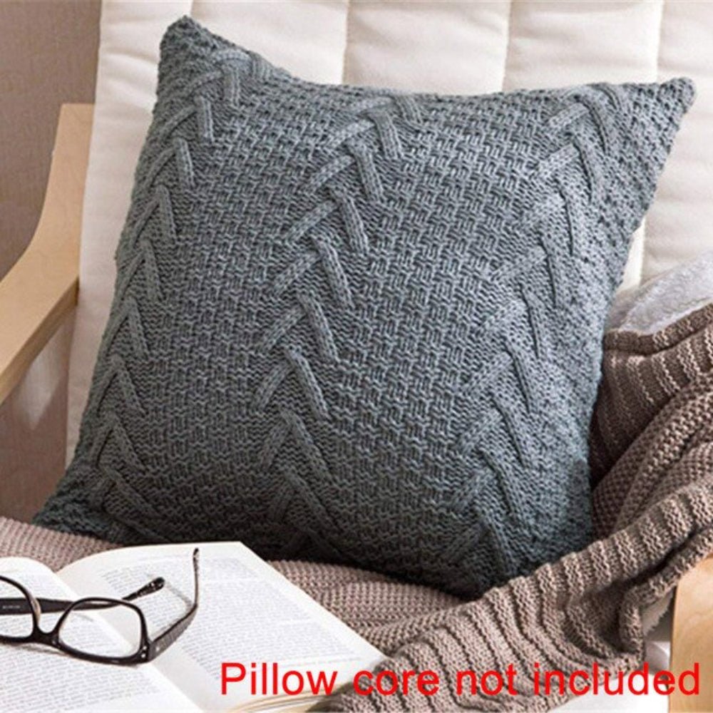 Set of 2. V shaped Wool Knit Pillowcase Cushion Cover - Anna's Linens