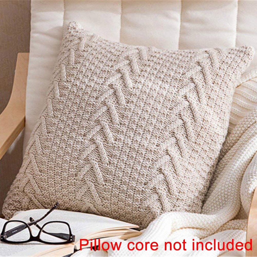 Set of 2. V shaped Wool Knit Pillowcase Cushion Cover - Anna's Linens