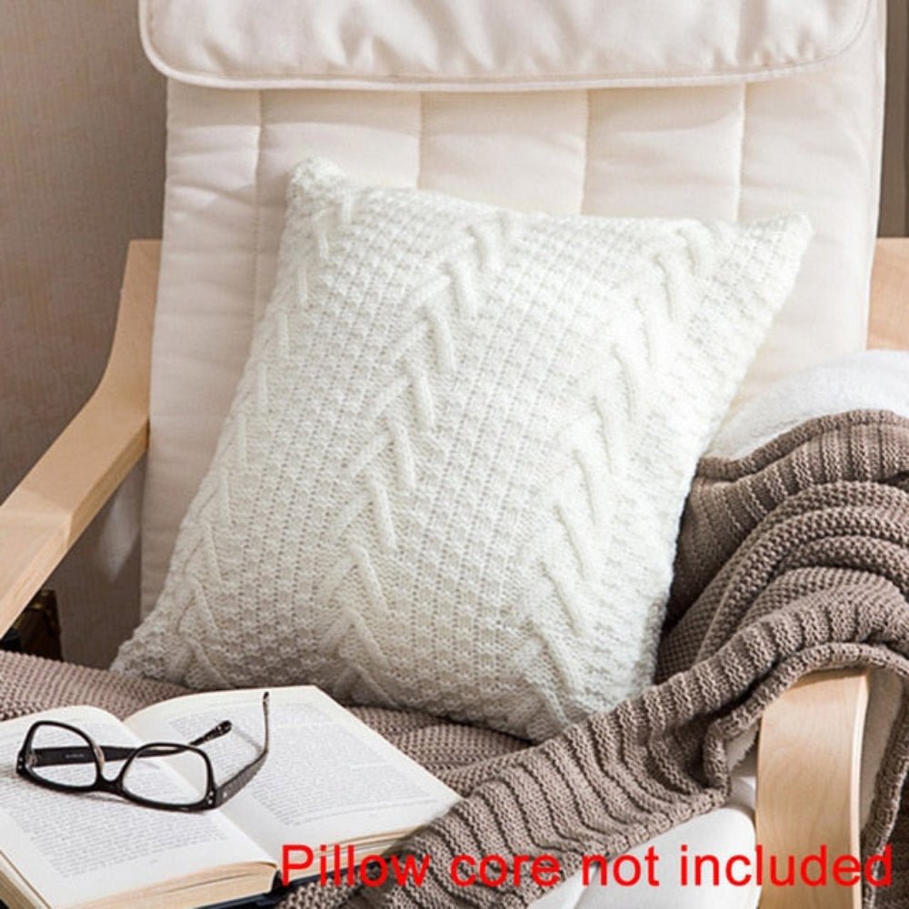 Set of 2. V shaped Wool Knit Pillowcase Cushion Cover - Anna's Linens