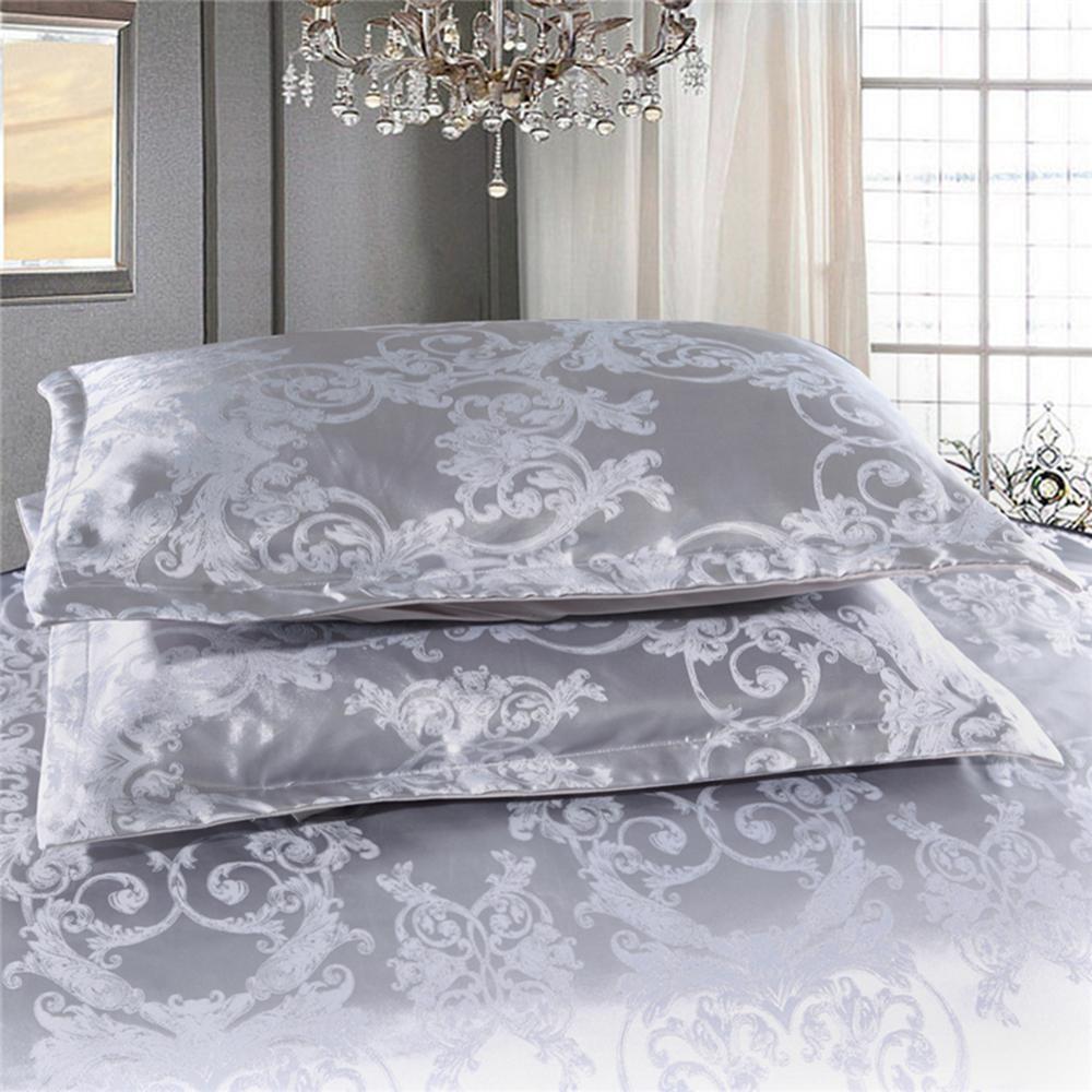 Silk Satin Jacquard Duvet Cover Bedding Set Embroidery - Anna's Linens