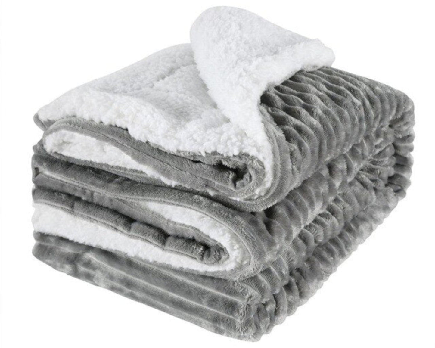 Striped Light Flannel Thick Velvet Cashmere Double Blanket Bed Cover - Anna's Linens
