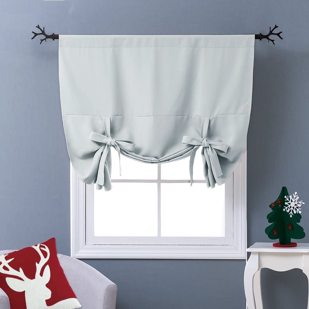 Thermal Insulated Blackout Curtain Tie Up Shade Small Window Valance Balloon Blind - Anna's Linens