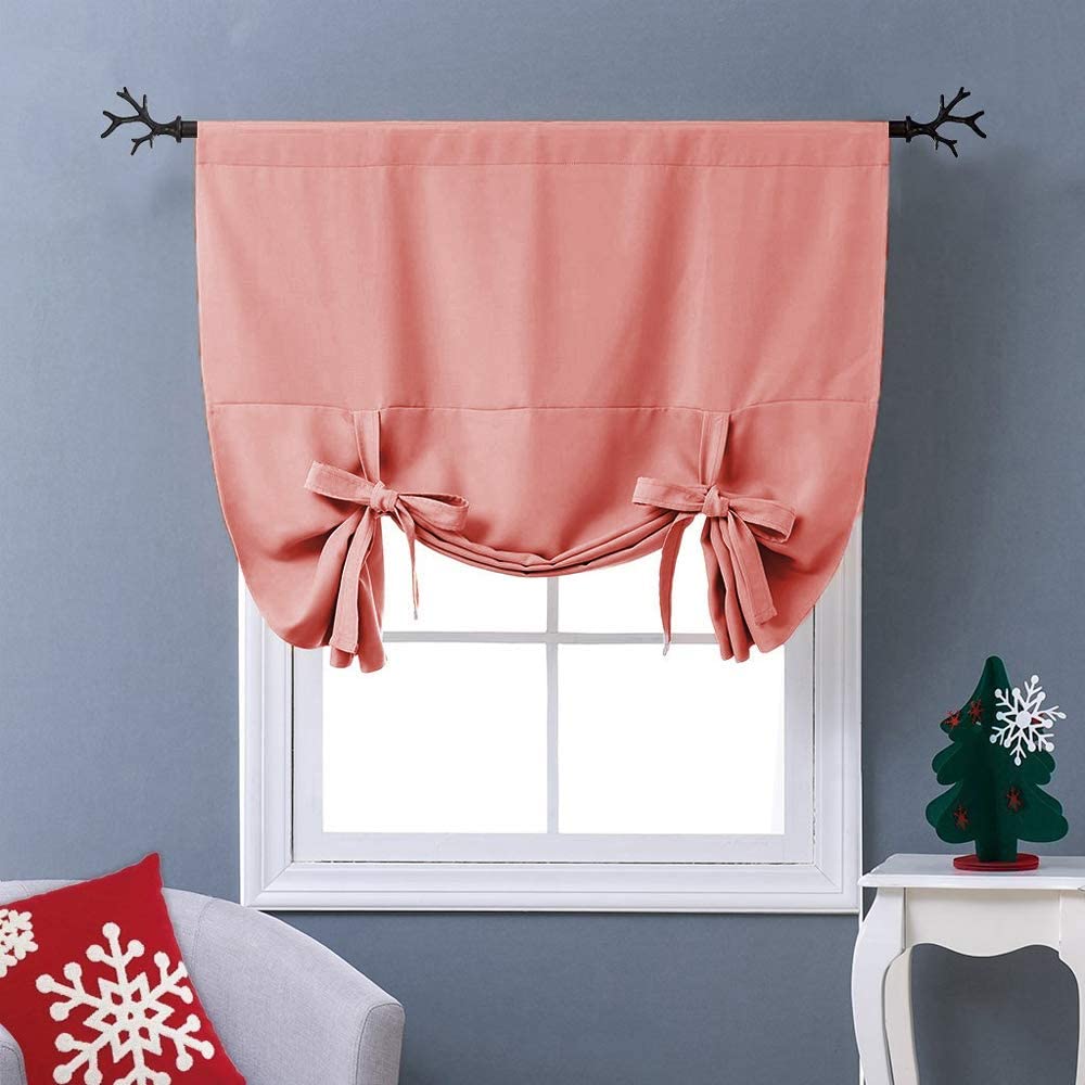 Thermal Insulated Blackout Curtain Tie Up Shade Small Window Valance Balloon Blind - Anna's Linens
