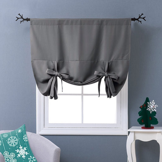 Thermal Insulated Blackout Curtain Tie Up Shade Small Window Valance Balloon Blind - Anna's Linens