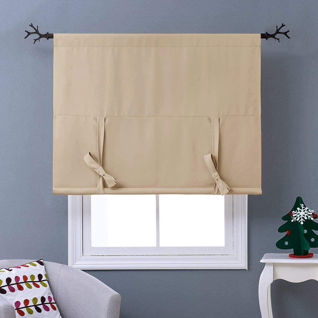 Thermal Insulated Blackout Curtain Tie Up Shade Small Window Valance Balloon Blind - Anna's Linens