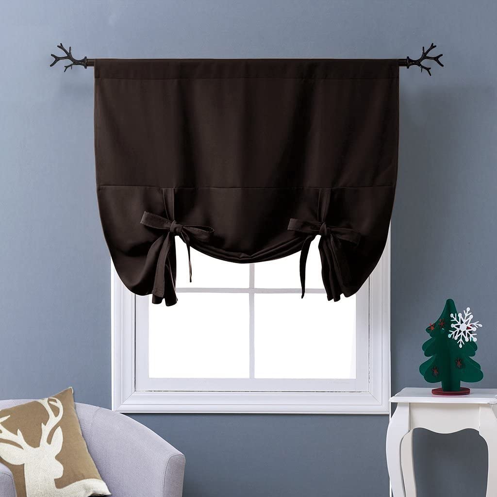 Thermal Insulated Blackout Curtain Tie Up Shade Small Window Valance Balloon Blind - Anna's Linens